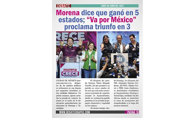  Morena dice que ganó en 5 estados; «Va por México» proclama triunfo en 3