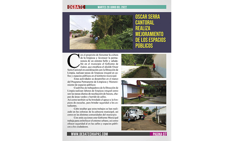  Oscar Serra Cantoral realiza mejoramiento de los espacios públicos