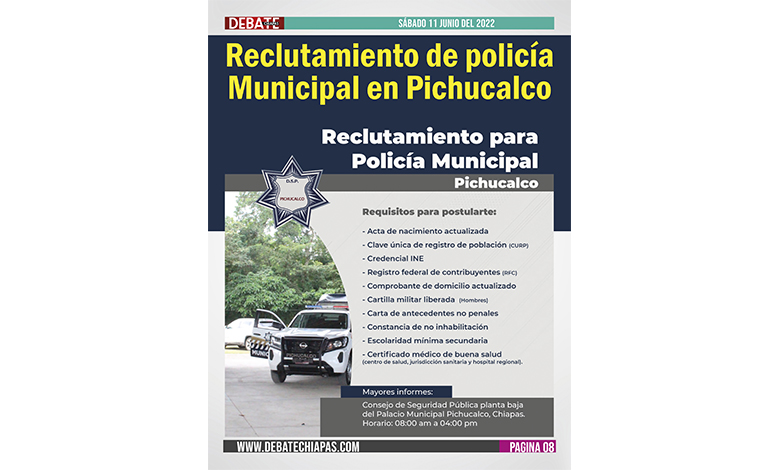  Reclutamiento de policía Municipal en Pichucalco