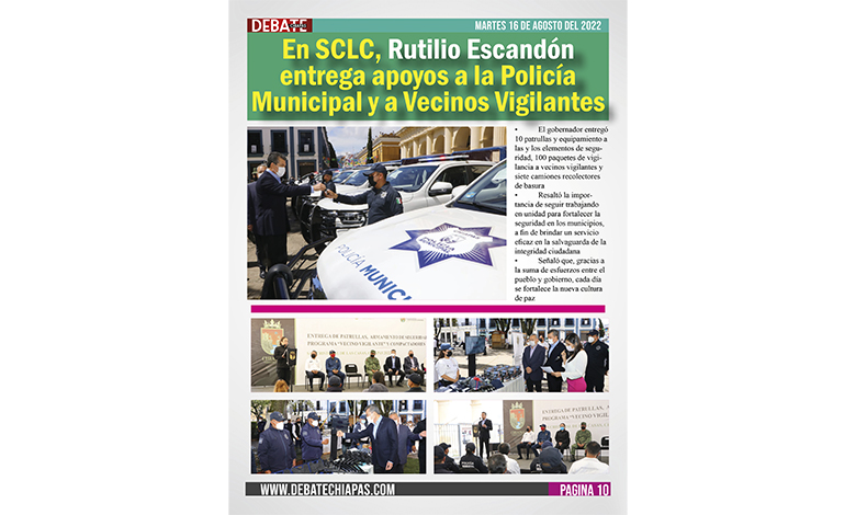  En SCLC, Rutilio Escandón entrega apoyos a la Policía Municipal y a Vecinos Vigilantes