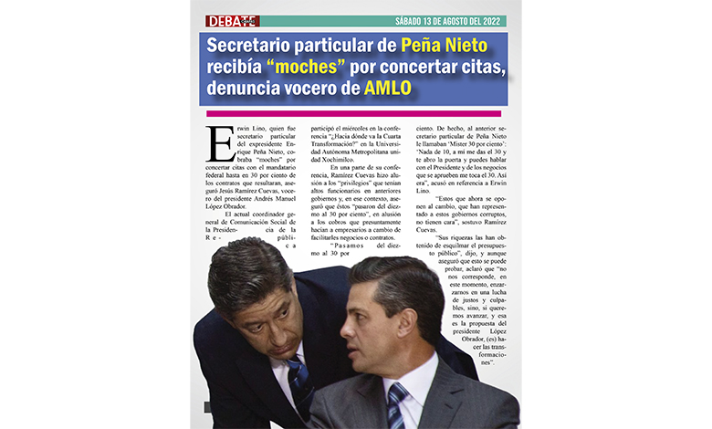  Secretario particular de Peña Nieto recibía «moches» por concertar citas, denuncia vocero de AMLO