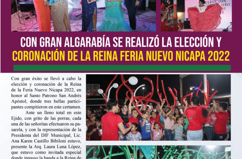 Con gran algarabía se realizó la elección y coronación de la Reina Feria Nuevo Nicapa 2022
