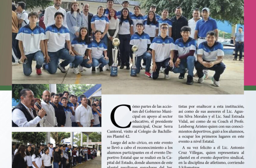  Reconoce Óscar Serra a los alumnos del Colegio de Bachilleres plantel 42 por los logros obtenidos en los eventos deportivos estatal
