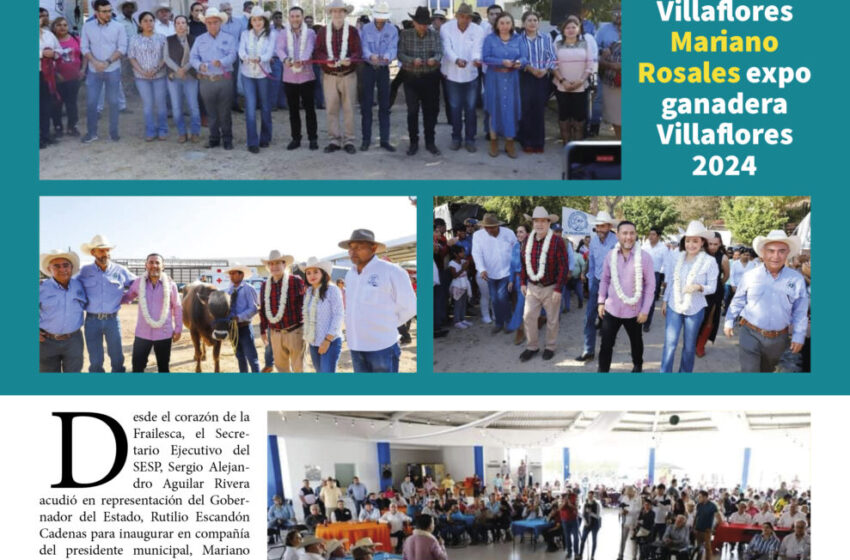  Inaugura Sergio Alejandro Aguilar Rivera y alcalde de Villaflores Mariano Rosales expo ganadera Villaflores 2024