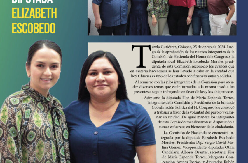  Chiapas avanza con finanzas sanas, destaca diputada Elizabeth Escobedo