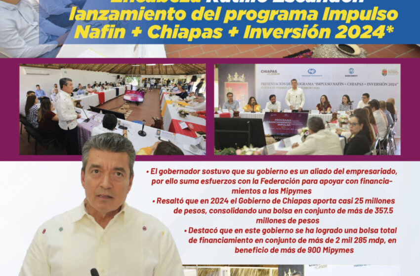  *Encabeza Rutilio Escandón lanzamiento del programa Impulso Nafin + Chiapas + Inversión 2024*