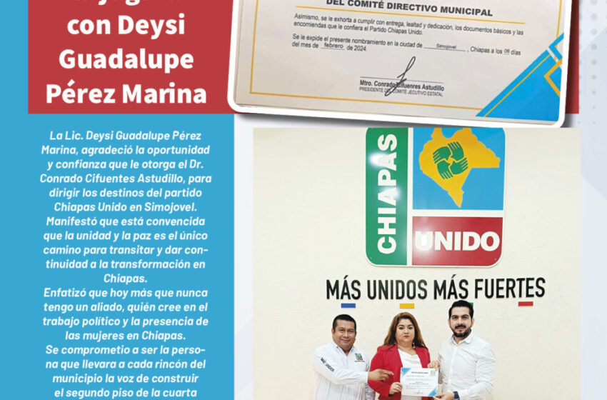  En Simojovel, Chiapas Unidos,  se la jugará con Deysi Guadalupe Pérez Marina