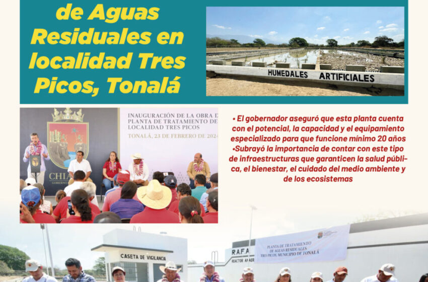 Inaugura Rutilio Escandón Planta de Tratamiento de Aguas Residuales en localidad Tres Picos, Tonalá