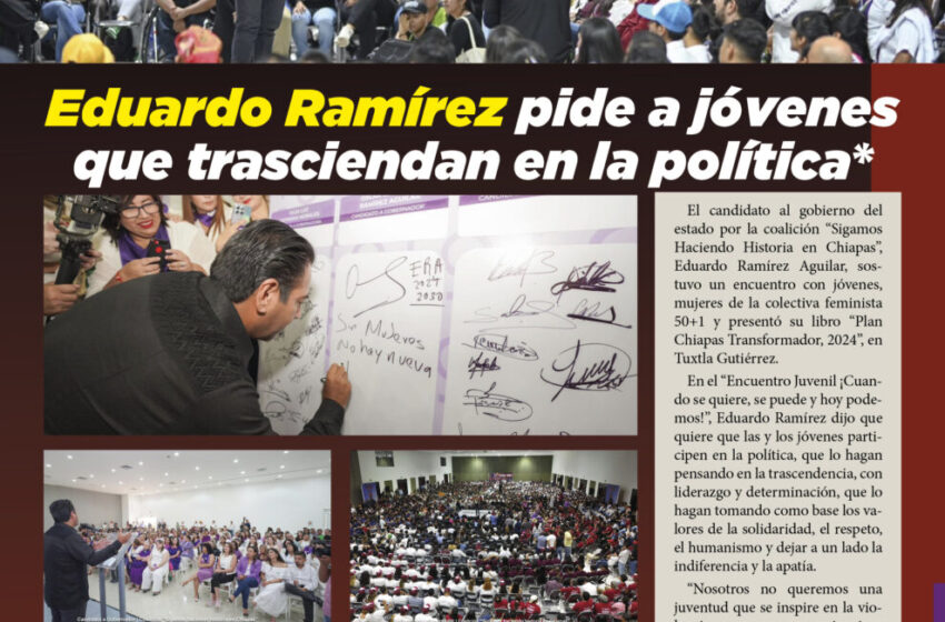  Eduardo Ramírez pide a jóvenes que trasciendan en la política*