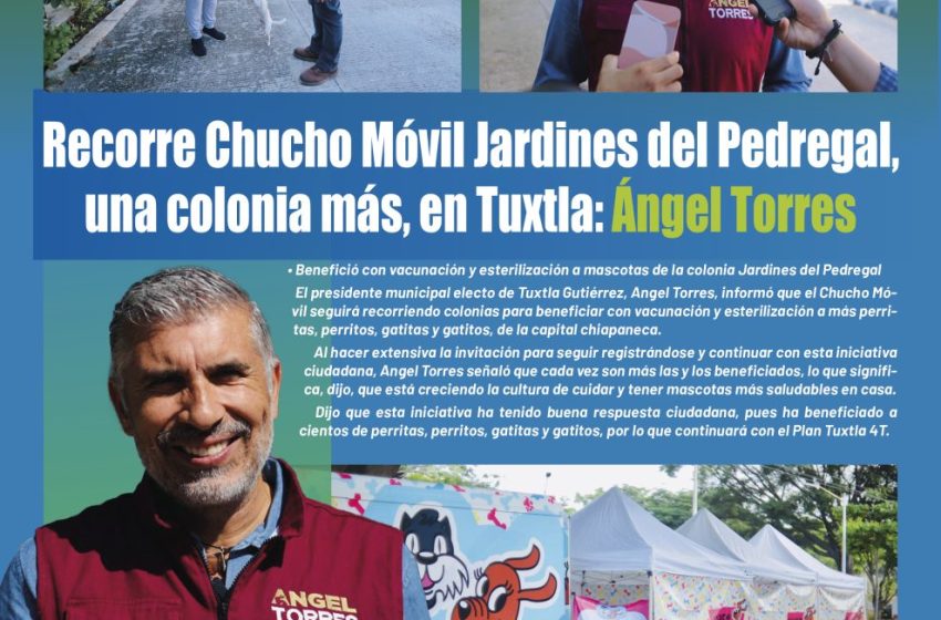  Recorre Chucho Móvil Jardines del Pedregal, una colonia más, en Tuxtla: Ángel Torres