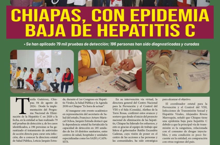  Chiapas, con epidemia baja de hepatitis C